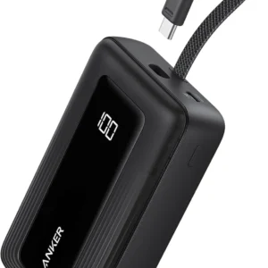 Anker Zolo Power Bank 20000mAh portable charger with built-in USB-C cable and digital display