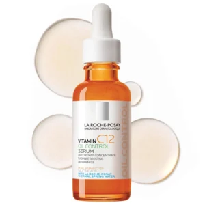 La Roche-Posay Vitamin C12 Oil Control Serum 30ml bottle with amber glass packaging and dropper applicator.