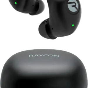 Raycon Fitness Bluetooth wireless earbuds with portable charging case in black