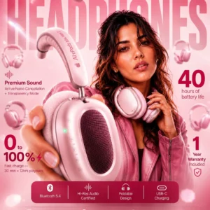 Apple AirPods Max 2 wireless over-ear headphones promotional banner featuring premium sound, active noise cancellation, USB-C charging, Bluetooth 5.4, and 40-hour battery life.