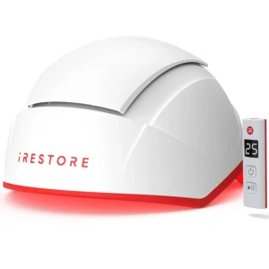 Hair growth timeline illustrating expected progress with the iRestore Professional Hair Growth System from 0 to 6 months, 6 to 12 months, and beyond 12 months.
