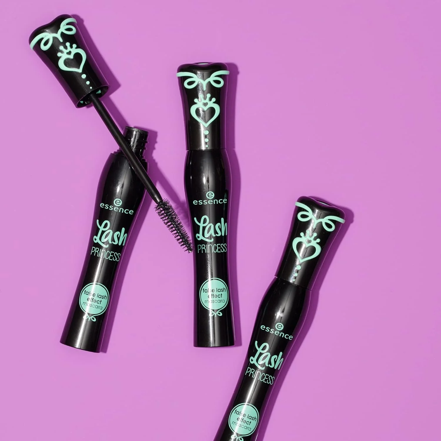 Essence Lash Princess False Lash Effect Mascara on pink background