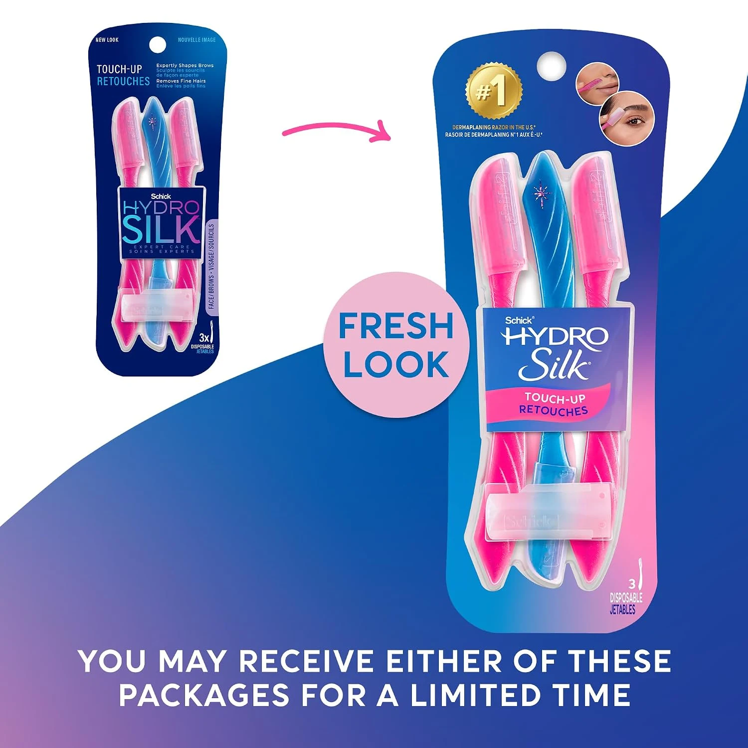 Schick Hydro Silk Touch-Up razor gently exfoliating and removing peach fuzz